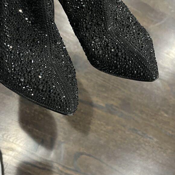 Steve Madden Valora Boots Women’s 8.5 Black Rhinestone Studded Ankle Bootie Goth - Picture 5 of 8